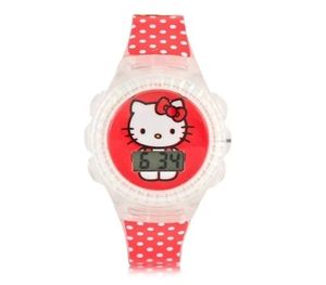 lot 30546 image: Hello Kitty Kids Flashing Lights LCD Watch with Printed Strap (HK4204WM H)