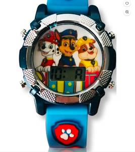 lot 30547 image: Nickelodeon Paw Patrol Metallic Light-Up Childrens LCD Watch with Silicone Strap in Blue (PAW4347WM)