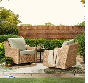 Better Homes & Gardens River Oaks Outdoor Swivel Gliders with Patio Covers, Set of 2, Green - Retail: $698
