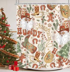 lot 32487 image: Western Christmas Shower Curtain 60Wx72H