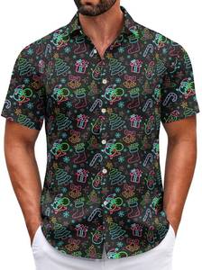 lot 32516 image: Christmas Shirt for Men Short Sleeve -Size XL
