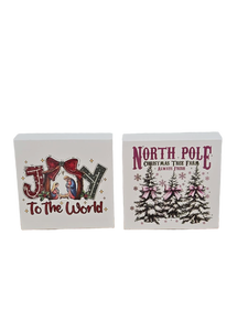lot 32519 image: Christmas Wooden Block Signs Set 5x5