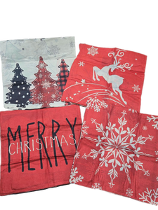 lot 32535 image: Double Sided Christmas Holiday Garden Pillowcase Collection, 17 x17in, Set of 4