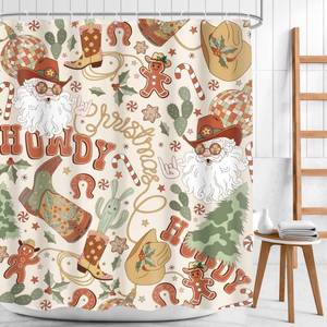 lot 32546 image: Western Christmas Shower Curtain 60Wx72H