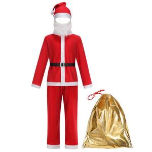 lot 32573 image: Kids Santa Claus Costume with Gift Bag- Size 89 yr olds