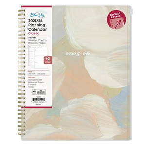 lot 32580 image: 2 Count of Blue Sky 2025-2026 Weekly and Monthly Academic Year Planner Calendar  July 2025 - June 2026  8.5  x 11   Flexible Cover With Zip Pouch  Wirebound  Storage Pocket  Nickelson