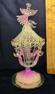 lot 142 image: Glass Angel Carousel Music Box