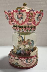 lot 183 image: Decorative Crown Carousel Horse Snow Globe