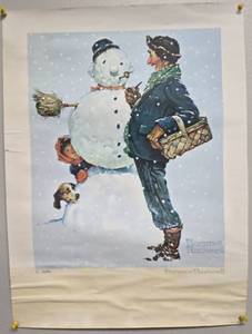 lot 208 image: Norman Rockwell Snow Scene Limited Edition Print #38900 some moisture damage
