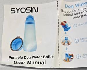 lot 222 image: Syosin Portable Dog Water Bottle with Collapsible Bowl