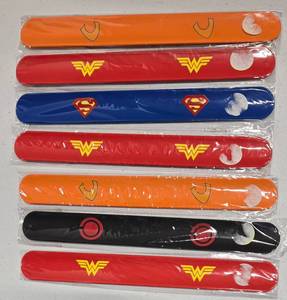 lot 229 image: DC Comics Superhero Slap Bracelet and Wristband Set