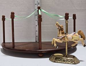 lot 244 image: May Day Ribbon Carousel Horse Display Stand and MakerNumbered Carousel Horse