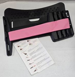 lot 253 image: Back Stretcher Spinal Support Device with Multi-Level Settings.  Factory photo is slightly different. Pad is Different color