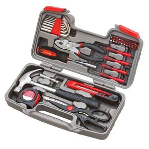 lot 272 image: Apollo Tools 39pc DT9706 General Tool Set Red Small Basic Tool Set with Comfort-Grip, Easy Storage, Lifetime Warranty, $29.99, box oped for pictures only.