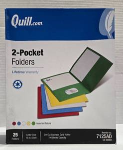 lot 273 image: Quill Brand 2-Pocket Folders, Assorted, 25Box (7125AD), Paper
