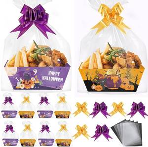 lot 5343 image: delaimastor 24Pcs Halloween Gifts Baskets Boo Ghost Pumpkin Baskets for Gifts Empty to Fill with Basket Empty Bags Pull Bows for Halloween Holiday