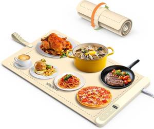 lot 5366 image: Food Warming Mat WochiTV Electric Warming Tray with 6 Level Temperature Control and 6 Hours Timer Extra Large Food Warmer Perfect for Parties Gatherings Buffet (Beige)
