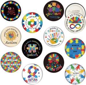 lot 5408 image: Autism Awareness Party Supplies - Autism Awareness Pin-Back Buttons - Autism Awareness Party Badge Goodie Bag Stuff - Autism Awareness Decorations Buttons - (Set of 12, 2.28 inches)