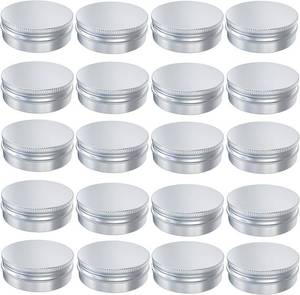 lot 5412 image: 20 Pcs 2 Ounce Aluminum Tin Jar, 60 ML Refillable Tin Container, with Screw Lid, for Storing Spices, Candies, Candles, Silver