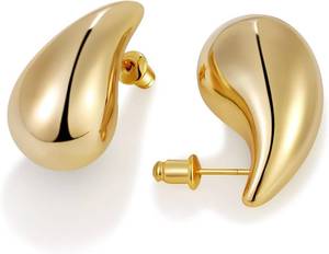 lot 5418 image: Gacimy Teardrop Earrings Dupes for Women 14K Gold Plated, Chunky Drop Earrings for Women with 925 Sterling Silver Post