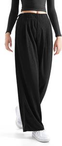 lot 5433 image: SUUKSESS Women Wide Leg Pants Elastic High Waisted Work Pants Flowy Palazzo Pants Medium