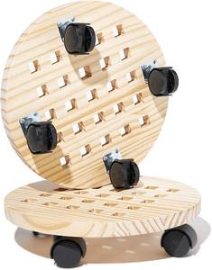 lot 5465 image: Plant Stand Indoor with Wheels - Plant Caddy 12 Inch Small Wood Outdoor Plant Stands for Patio Rolling Plant Dolly with Lockable Wheels for Heavy Duty,2 Pack