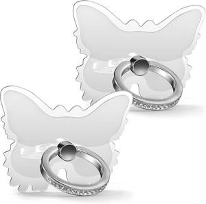 lot 5495 image: Lot Of 2 Finger Ring Stands Set Cellphone Ring Holder Transparent Phone Holder 360  Rotation Ring Stand Clear Cell Phone Kickstand Compatible with Most of Phones, Tablets, 2 Pack of Butterfly Silver