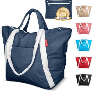 lot 5500 image: Bodysurf Beach Bags Waterproof Sandproof - Packable Foldable Nylon Zipper Tote Bag for Travel Lightweight, Pool, Boat, Cruise