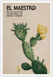 lot 5517 image: Bittiler Vintage El Maestro Cactus Flower Canvas Posters Southwest Desert Landscape Canvas Wall Art Green Succulent Plants Prints Painting For Home Bedroom Dorm Wall Decor 12x16in Unframed