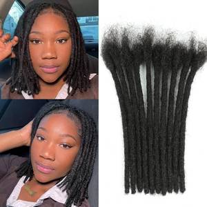 lot 5531 image: Loc Extensions Human Hair Dreadlock Extensions Human Hair 0.6CM Width Locs Extensions Bundles for Women Men Kids Full Handmade Permanent Locs Can Be Dyed and Bleached 10Strands(1B,12 Inch)