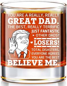 lot 5537 image: Christmas Dad Gifts From Daughter, Son - Dad Glass - Great Dads Whiskey Glass - Birthday, Christmas Gift For Dads, Father, Papa, Step dad - Bourbon Glass For Men 10 OZ