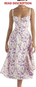 lot 5546 image: Womens Corset Dresses Floral Print Boho Flowy Slit Dress Midi Beach Casual Sundress Vacation Outfits Medium COLOR IS PINK