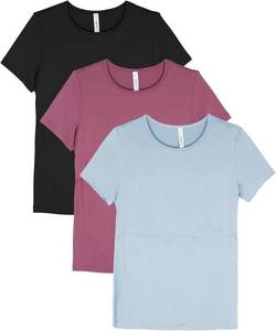 lot 5547 image: Sosolism 3 Pack Maternity Nursing Short Sleeve Tops for Breastfeeding XL