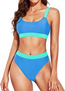 lot 5553 image: Tempt Me Women Two Piece High Waisted Bikini Swimsuits with Bottoms Teen Scoop Neck Sport Bathing Suits Small