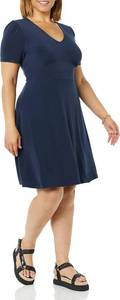 lot 5557 image: Amazon Essentials Womens Short Sleeve V-Neck Gathered Fit and Flare Dress 2XL
