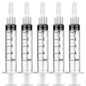 lot 5576 image: 5mL Luer Lock Syringes Without Needle, Syringe for Liquid, Syringe for Science Labs, Feeding, Liquid Measurement, Pack of 30