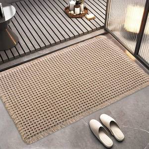 lot 5587 image: Bathroom Rugs Waffle Bathroom mat Boho Bath mat Super Absorbent Non Slip Bath Rugs, Washable, Ultra Soft Rubber Backed Shower mat, Bath mats for Bathroom Floor, Brown 18x30in