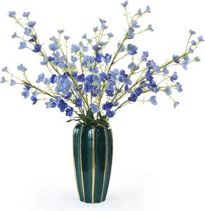 lot 5598 image: mizii 4Pcs Blue Pear Blossom Artificial Flower 37 Fake Silk Flowers with Stem Faux Flowers Bouquet for Vase Table Centerpieces Arrangements Home Decor Wedding Decorations (Blue)