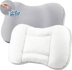 lot 5612 image: Neck Cervical Pillow for Sleepers,Ergonomic Memory Foam Pillows,Relief Back Shoulder Pain for Adults,Grey-White Cooling Pillow 14x24inch
