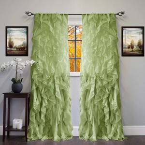 lot 5648 image: Sweet Home Collection 2 Pack Window Panel Sheer Voile Vertical Ruffled Waterfall Curtains