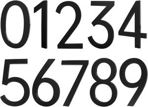 lot 5675 image: 5 Inch Adhesive House Numbers - Frosted Matte Black Acrylic 0-9