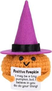lot 5682 image: Halloween Positive Pumpkin Party Decorations Fall Decorations for Home Emotional Support Pumpkin Crocheted Doll for Desk Table Living Room Decor