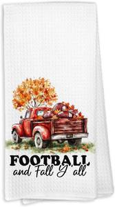 lot 5691 image: Fall Kitchen Towels, Vintage Autumn Dish Towels for Kitchen, Farmhouse Football and Fall Yall Truck Decorative Bathroom Hand Towel, Autumn Gifts for Players Women Men