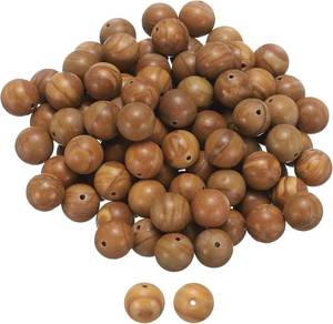 lot 5698 image: HARFINGTON 100pcs Natural Stone Beads 10mm Wooden Grain Yellow Gemstone Round Gemstone Stone Loose Beading Real Genuine Smooth Balls Bead for Jewelry Making Bracelets Necklace Earrings DIY