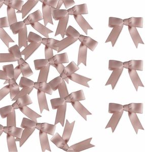lot 5702 image: 50 Pcs 2.5 Inches Twist Tie Grosgrain Ribbon Bows Pretied Premade Craft Bows for Treat Bags Gift Wrapping Basket Wedding Baby Shower Brithday Christmas Party (2.5, Rose Gold)
