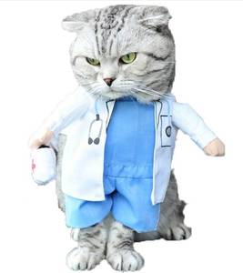 lot 5706 image: Mikayoo Pet Dog Cat Halloween Costume Doctor Nurse Costume Dog Jeans Clothes Cat Funny Apperal Outfit Uniform(Doctor,M)