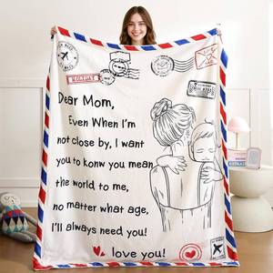 lot 5736 image: weigelia Dear Mom Throw Blanket - Soft Fleece Throw Blanket for Mom Gifts, Warm & Cozy Mothers Day Birthday from Daughter Son, Lovly Blanket Gift for Bed, Sofa (Beige, 60 x 80)