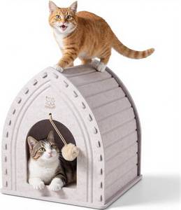 lot 5737 image: Apasiri Cat House for Indoor Cats Cat House for Indoor Sturdy Scratch-Resistant, Compatible with Heating Pads, Innovative Polyester Fiber Cat Bed Cave, Original Castle Design