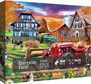 lot 5739 image: Fall Farm Animal Puzzles for Adults 1000 Pieces, Challenging Tractor Barn Cow Chicken Jigsaw Puzzles, Funny Autumn Horse Puppies Flower Puzzle
