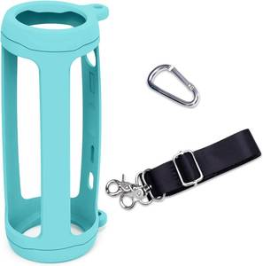 lot 5790 image: LTGEM Silicone Protective Case for JBL Flip 6 Portable Bluetooth Speaker with Extra Carabiner and Strap- Teal (Case Only)